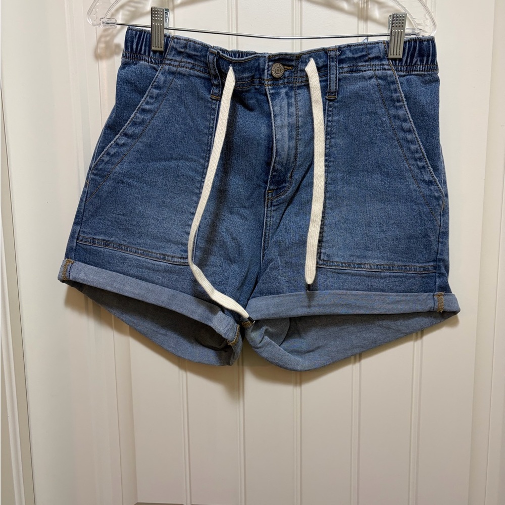 Judy Blue Dark Blue Jean Shorts with White Drawstring